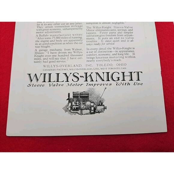 Vtg 1922 Willys-Knight: Tremendous Mileage the Story Owners Tell Print Ad - Picture 4 of 7